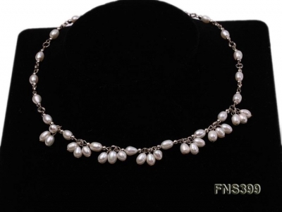Natural White Rice Freshwater Pearl Single Necklac