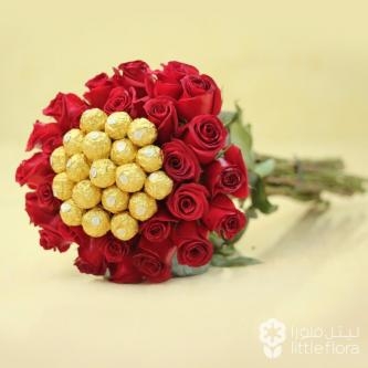 Roses - Red Roses and Ferrero Rocher Chocolates, R